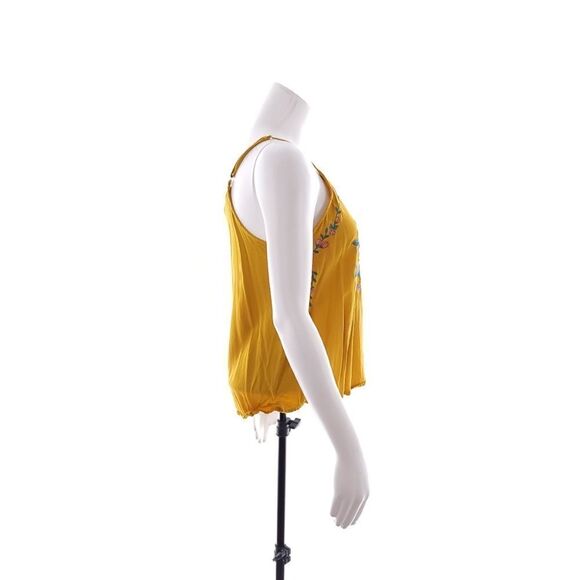 E Hanger M Junior's Size Small Sleeveless Mustard Yellow Floral Top - Picture 4 of 7